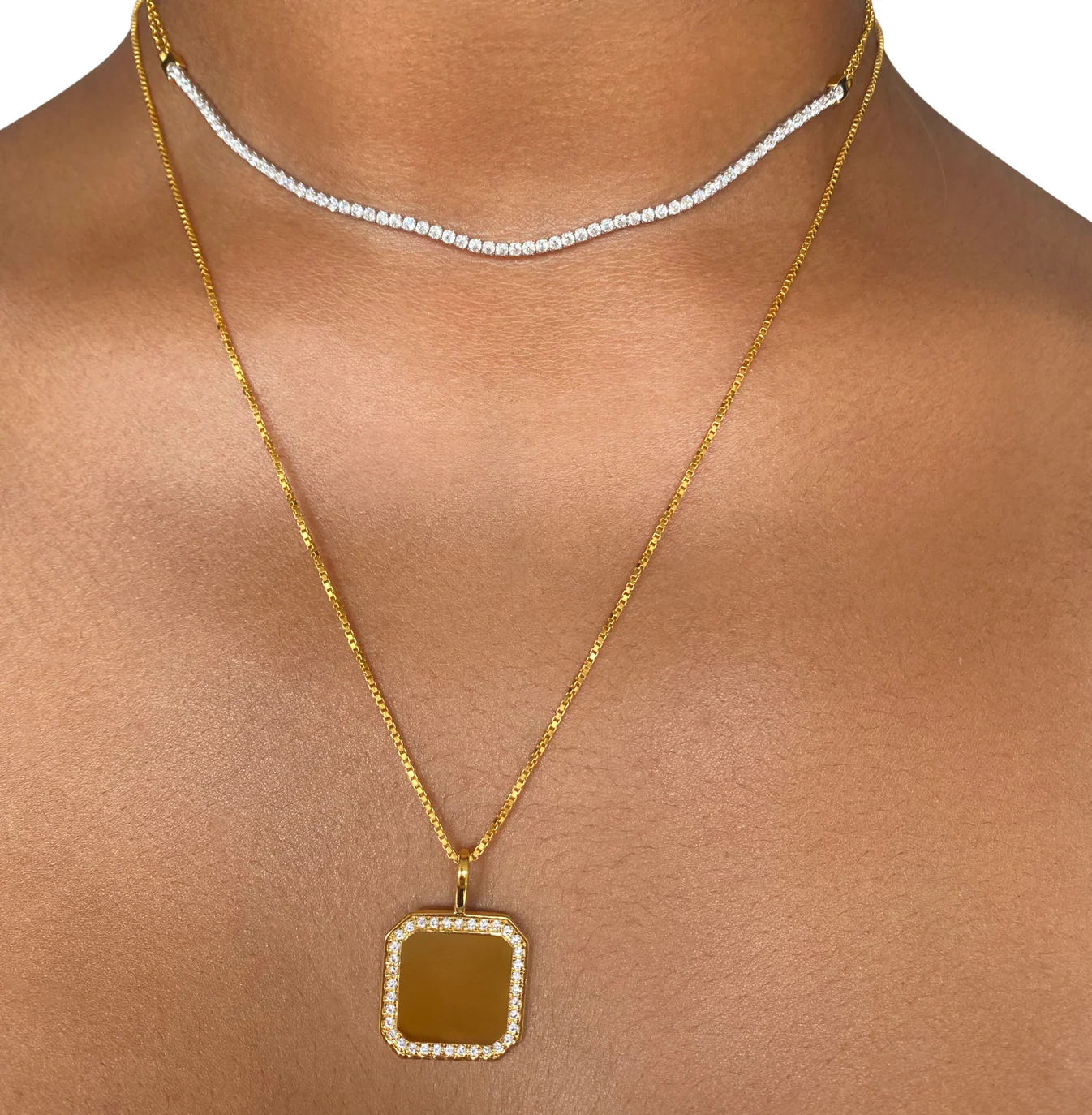 Eva  925 Sterling Silver Necklace in 18k Gold Pendant Necklace