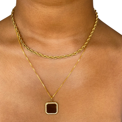 Eva  925 Sterling Silver Necklace in 18k Gold Pendant Necklace